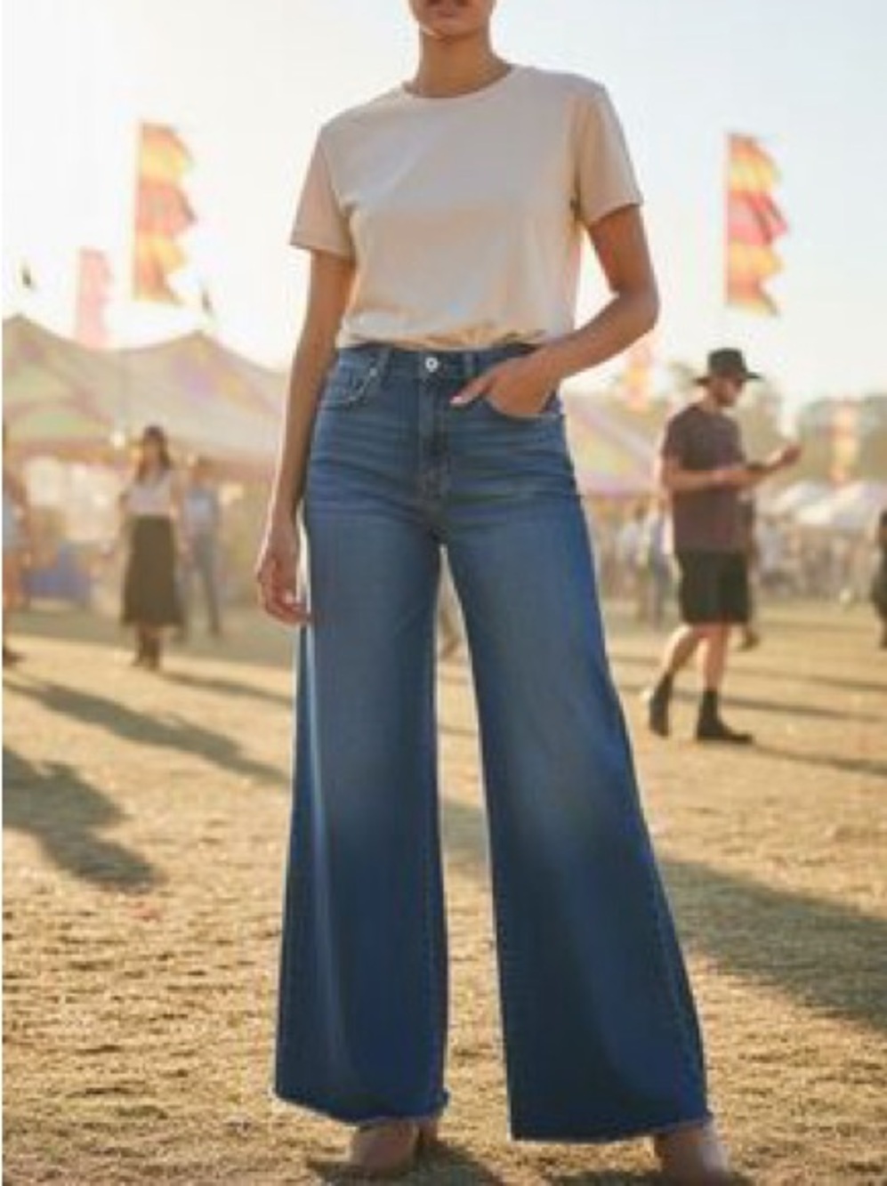 Whetherly Wide-Leg High-Rise Jeans in Dark Blue